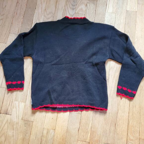 Vintage Fairy Kei Kawaii Kitty Kitten Cat Red Black White Sweater Kids Childrens - Picture 7 of 10
